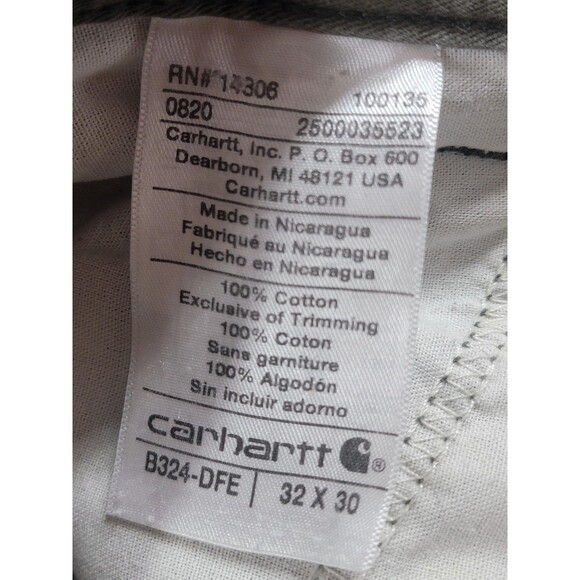 Carhartt Pants Mens 32x30 Olive Green Washed Twill Dungaree Utility Work B324 - Picture 11 of 14